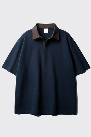 워크 오버핏 카라 반팔티셔츠 네이비 SOST2568