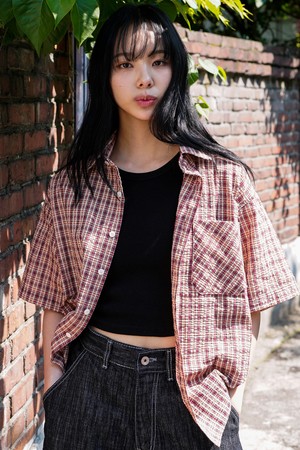 유나이트 체크 반팔셔츠 레드 HHSS2646
