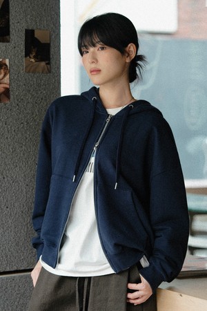 데이컷 크롭 오버핏 후드집업 네이비 KJHD2650