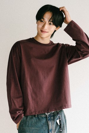 보이 크롭 긴팔티셔츠 브릭레드 KJLT2672