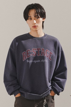 리스테이지 피그먼트 스웨트셔츠 네이비 KHMT2656