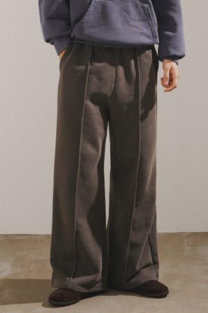 누와 피그먼트 와이드 스웨트 팬츠 브라운 SJLP2655