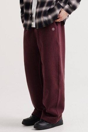 로그 와이드 기모 스웨트팬츠 버건디 KJLP2685
