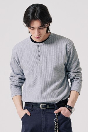 텍스처 헨리넥 긴팔티셔츠 그레이 SJLT2690