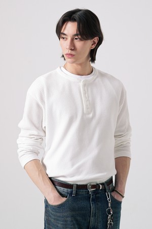 텍스처 헨리넥 긴팔티셔츠 아이보리 SJLT2690