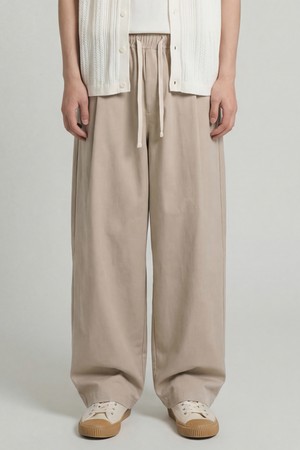 힌지 원턱 커브드 팬츠 그레이베이지 ISLP2699