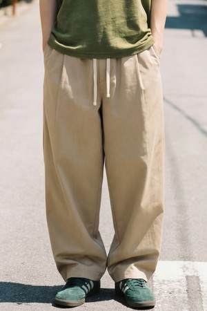 힌지 원턱 커브드 팬츠 베이지 ISLP2699