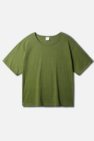 보이 크롭 U넥 반팔티셔츠 보카시카키 KJST2691