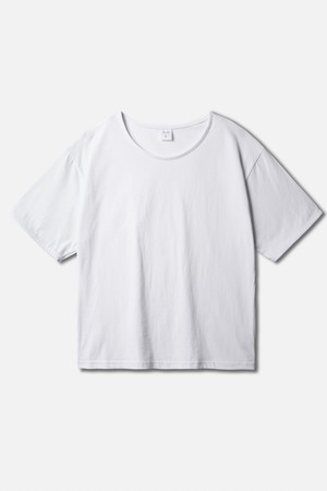 보이 크롭 U넥 반팔티셔츠 화이트 KJST2691