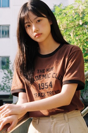 포스트 레터링 반팔티셔츠 브릭레드 JIST2706