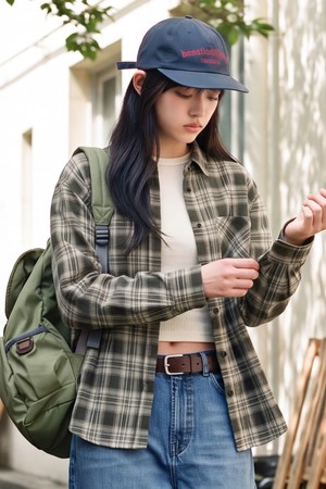 라비린스 체크셔츠 카키 ISLS2715