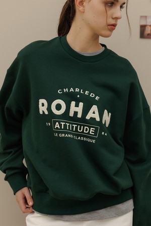 Charlesderohan lettering basic sweat shirt_Green