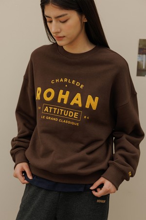 Charlesderohan lettering basic sweat shirt_Brown