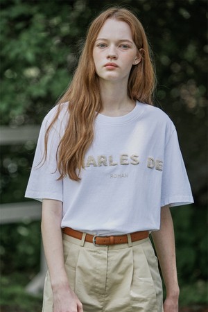 Charles buccle lettering short-sleeve T-shirt_White