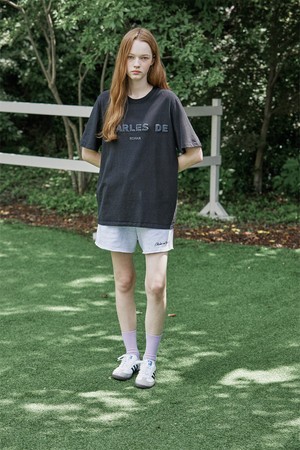 Charles buccle lettering short-sleeve T-shirt_Black