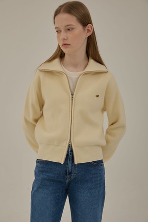 Rohan collar zip-up knit_Ivory