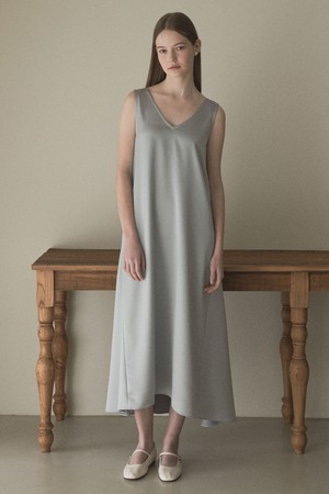 Satin sleeveless long onepiece_Mint gray