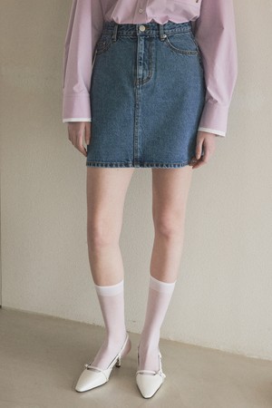 [3/15일 예약발송] Basic mini denim skirt_Blue