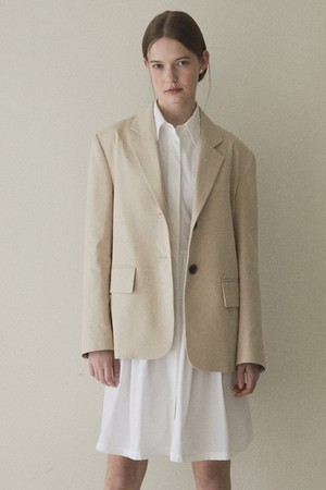 Linen semi over-fit jacket_Beige