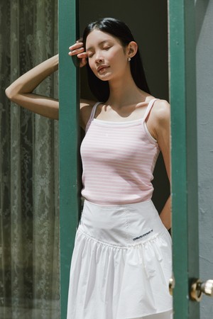 Basic cotton sleeveless stripe top_Lihgt pink