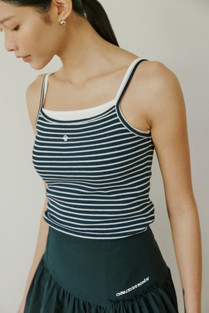 Basic cotton sleeveless stripe top_Navy