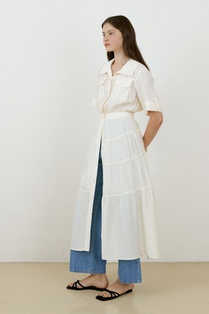 Roll-up banding collar long onepiece_Ivory