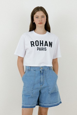 Loose-fit crop half sleeve t-shirt_White