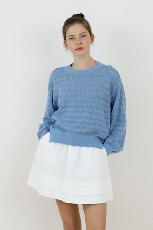 Rohan round semi-crop knit_Sky blue