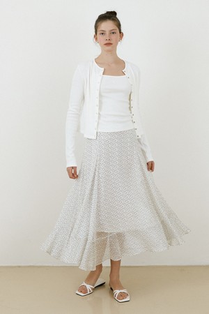 Flower chiffon long skirt_Ivory