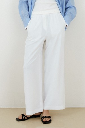 Banding semi wide pant_White