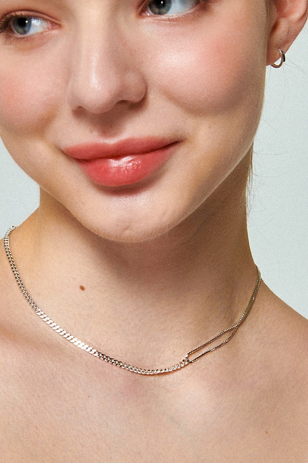 Uni.J - 목걸이 - Curve Unbal Chain Silver Necklace In435 [Silver]