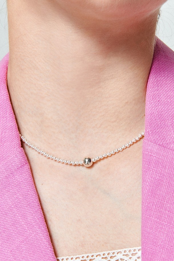 Uni.J - 목걸이 - Ball Point Pearl Silver Necklace In468 [Silver]