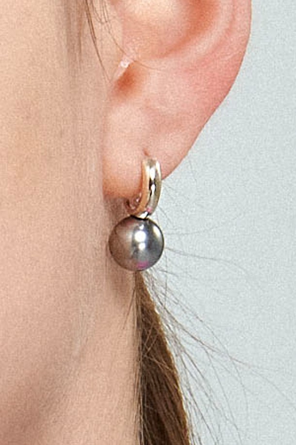 Uni.J - 귀걸이 - Gray Swarovski Ring Silver Earring Ie331 [Silver]