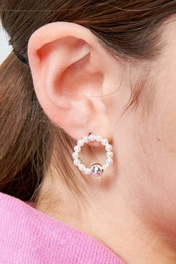 Uni.J - 귀걸이 - Rounding Pearl Ball Silver Earring Ie333 [Silver]