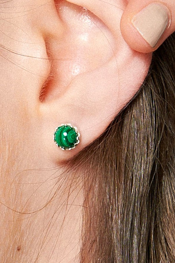 Uni.J - 귀걸이 - Malachite Big Dot Silver Earring Ie339 [Silver]