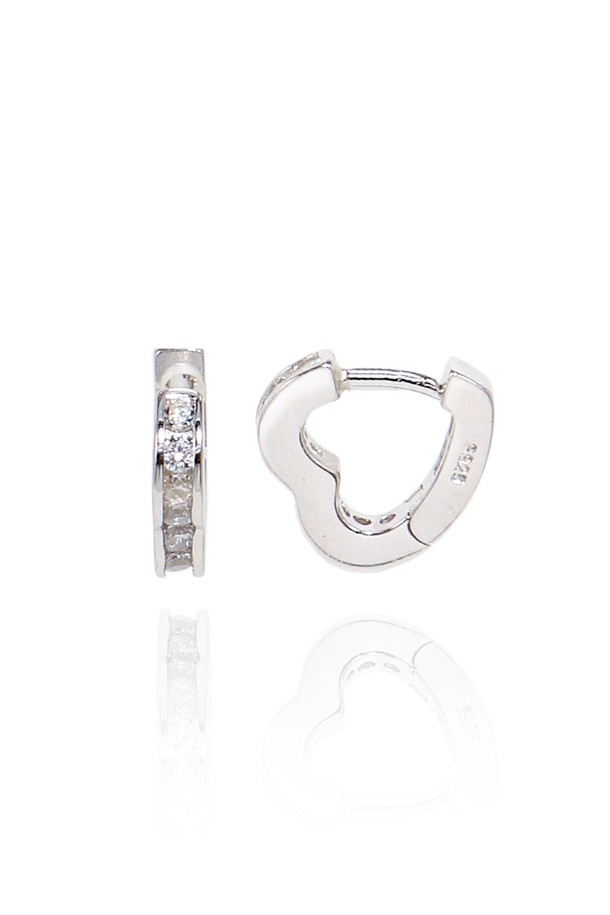 Uni.J - 귀걸이 - Pave Setting Heart Silver Earring Ie342 [Silver]