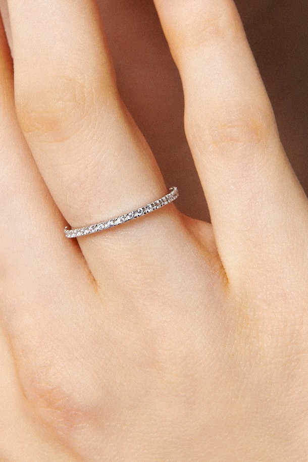 Uni.J - 반지 - Sleek Pave Silver Ring Ir219 [Silver]