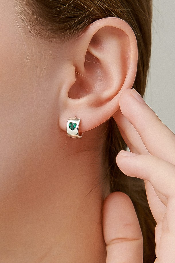 Uni.J - 귀걸이 - Green Peace Silver Earring Ie370 [Silver]