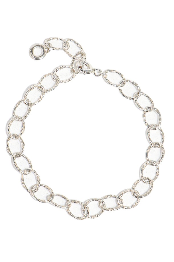 Uni.J - 팔찌/발찌 - Hammered Link Chain Silver Bracelet Ib281 [Silver]