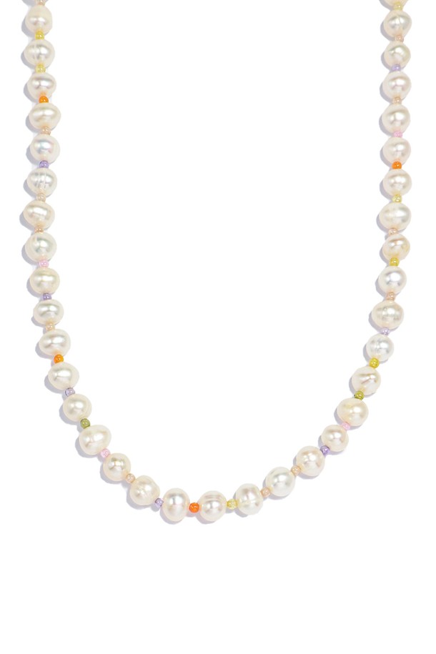 Uni.J - 목걸이 - Fresh-water-pearl Zircon Silver Necklace In450 [Silver]