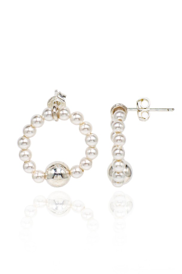 Uni.J - 귀걸이 - Rounding Pearl Ball Silver Earring Ie333 [Silver]