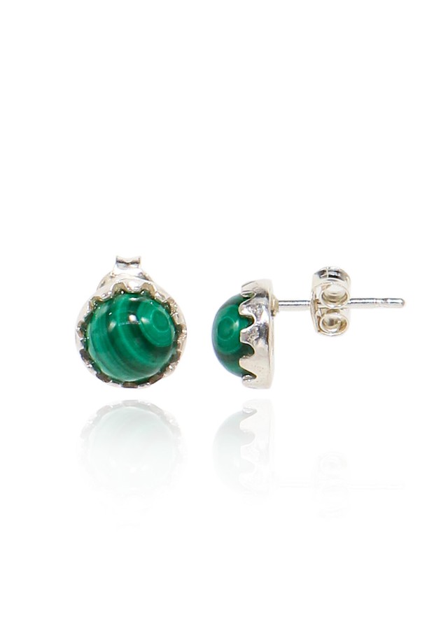 Uni.J - 귀걸이 - Malachite Big Dot Silver Earring Ie339 [Silver]