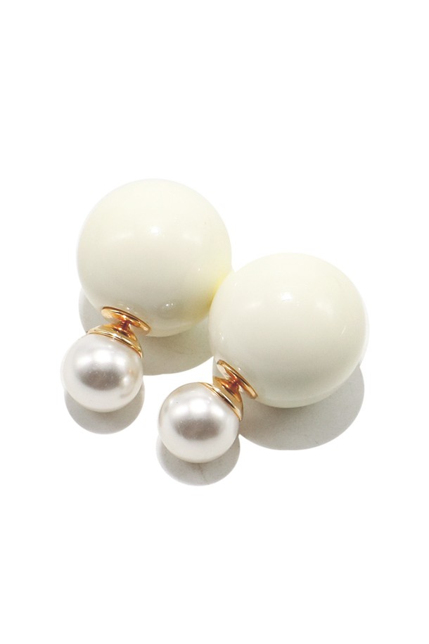 Uni.J - 귀걸이 - Cream And Pearl Frontback Silver Earring Ie347 [Silver]