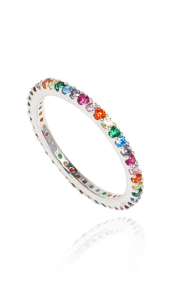 Uni.J - 반지 - Rainbow Pave Stone Silver Ring Ir225 [Silver]