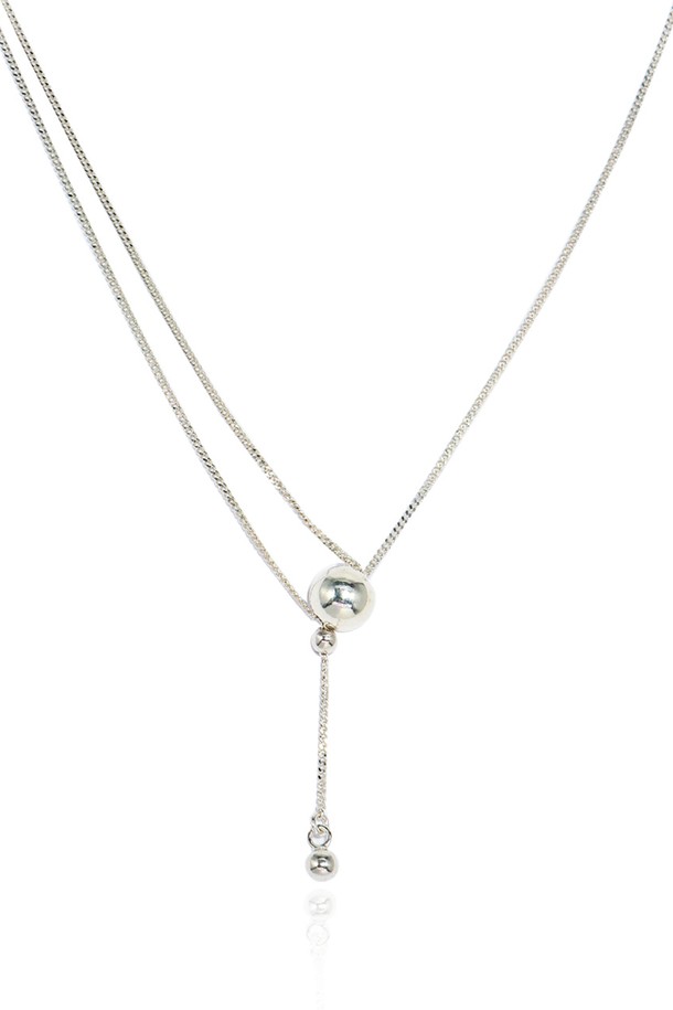 Uni.J - 목걸이 - Trendy Ball Line Silver Necklace In454 [Silver]