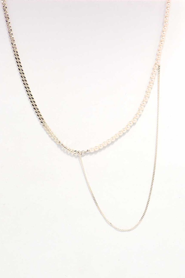 Uni.J - 목걸이 - [In522]Trendy Pearl Silver Necklace