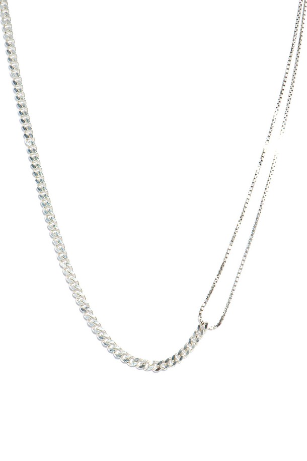 Uni.J - 목걸이 - Curve Unbal Chain Silver Necklace In435 [Silver]