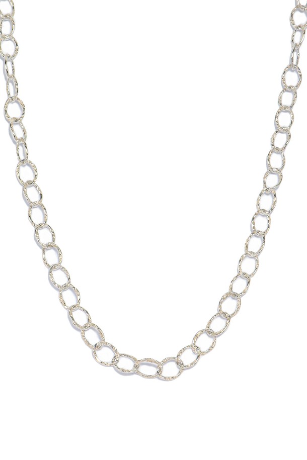 Uni.J - 목걸이 - Hammered Link Chain Silver Necklace In445[Silver]