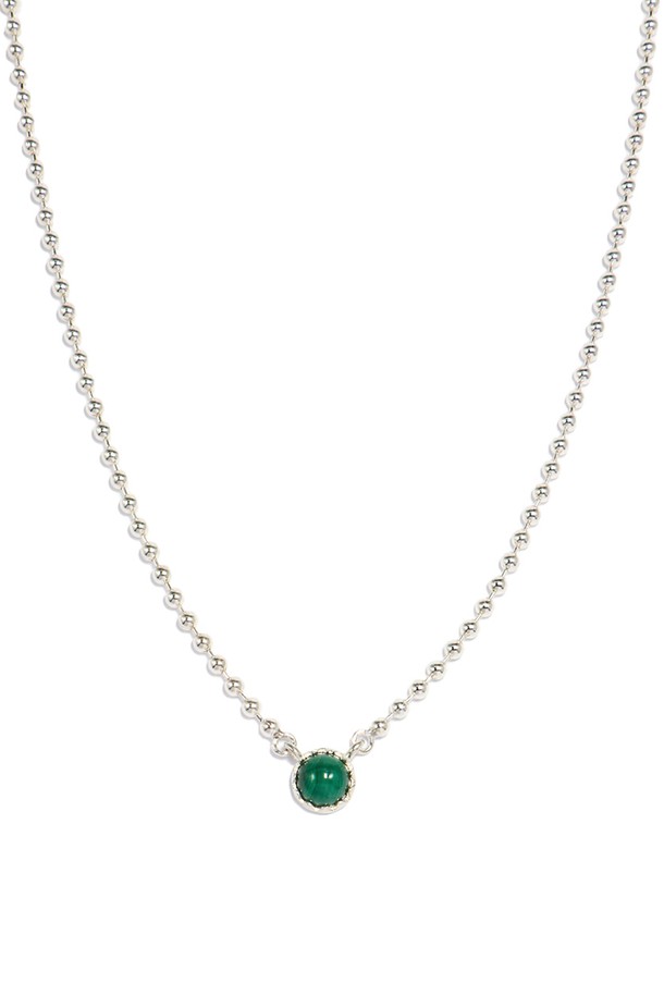 Uni.J - 목걸이 - Malachite Big Dot Silver Necklace In451 [Silver]