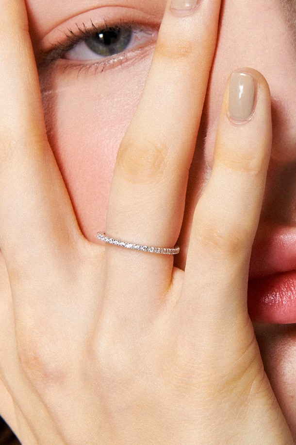 Uni.J - 반지 - Sleek Pave Silver Ring Ir219 [Silver]